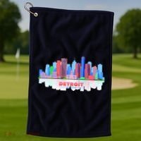 Detroit Skyline Abstract Golf Towel thumb 1