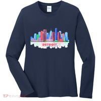 Detroit Skyline Abstract Women's Long Sleeve Shirt thumb 0