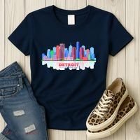 Detroit Skyline Abstract Women's T-Shirt thumb 3
