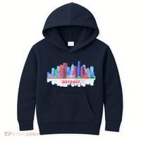 Detroit Skyline Abstract Kids Hoodie thumb 0