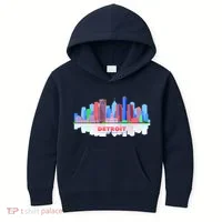 Detroit Skyline Abstract Kids Hoodie thumb 0