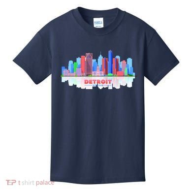 Detroit Skyline Abstract Kids T-Shirt
