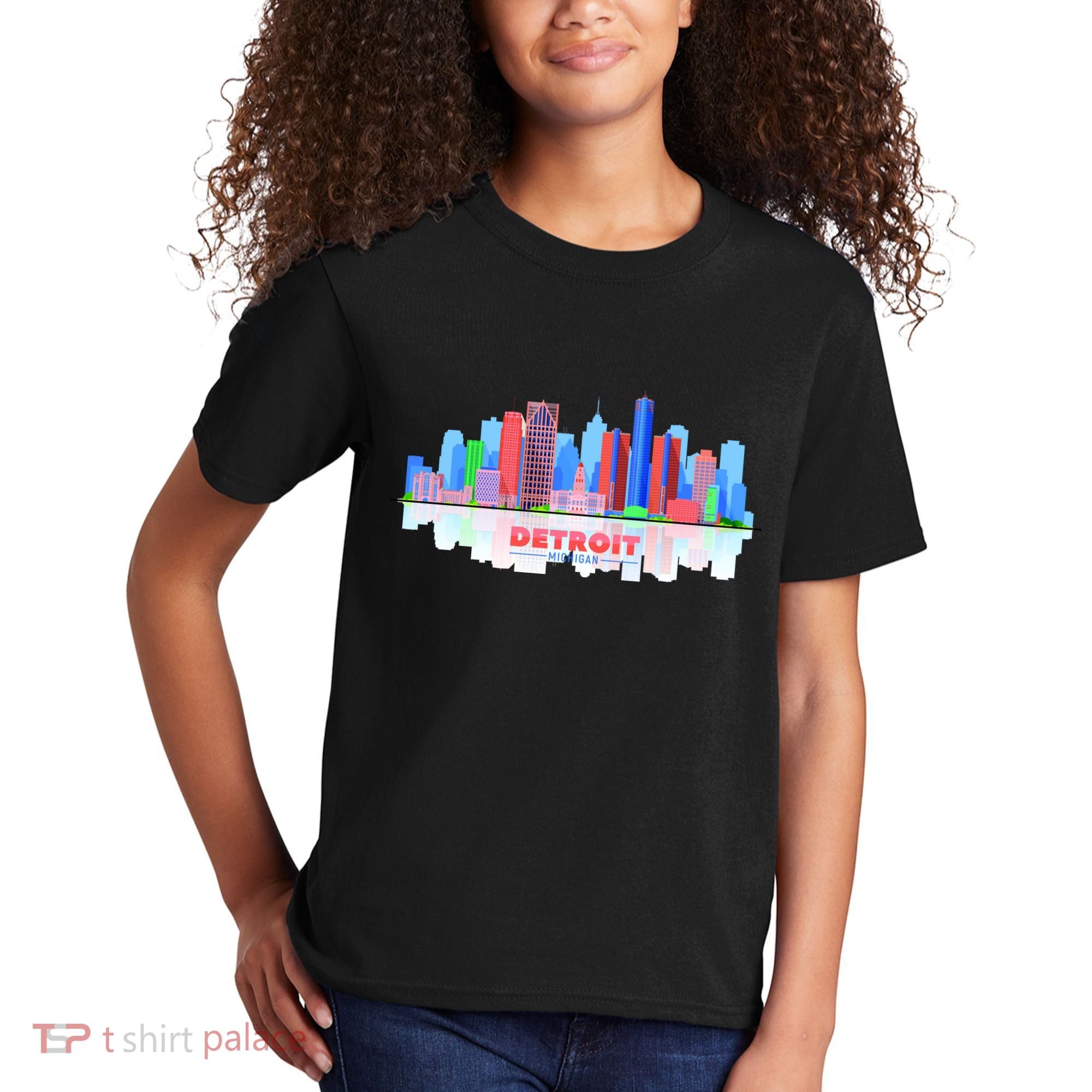 Detroit Skyline Abstract Kids T-Shirt