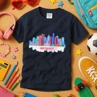 Detroit Skyline Abstract Kids T-Shirt thumb 3