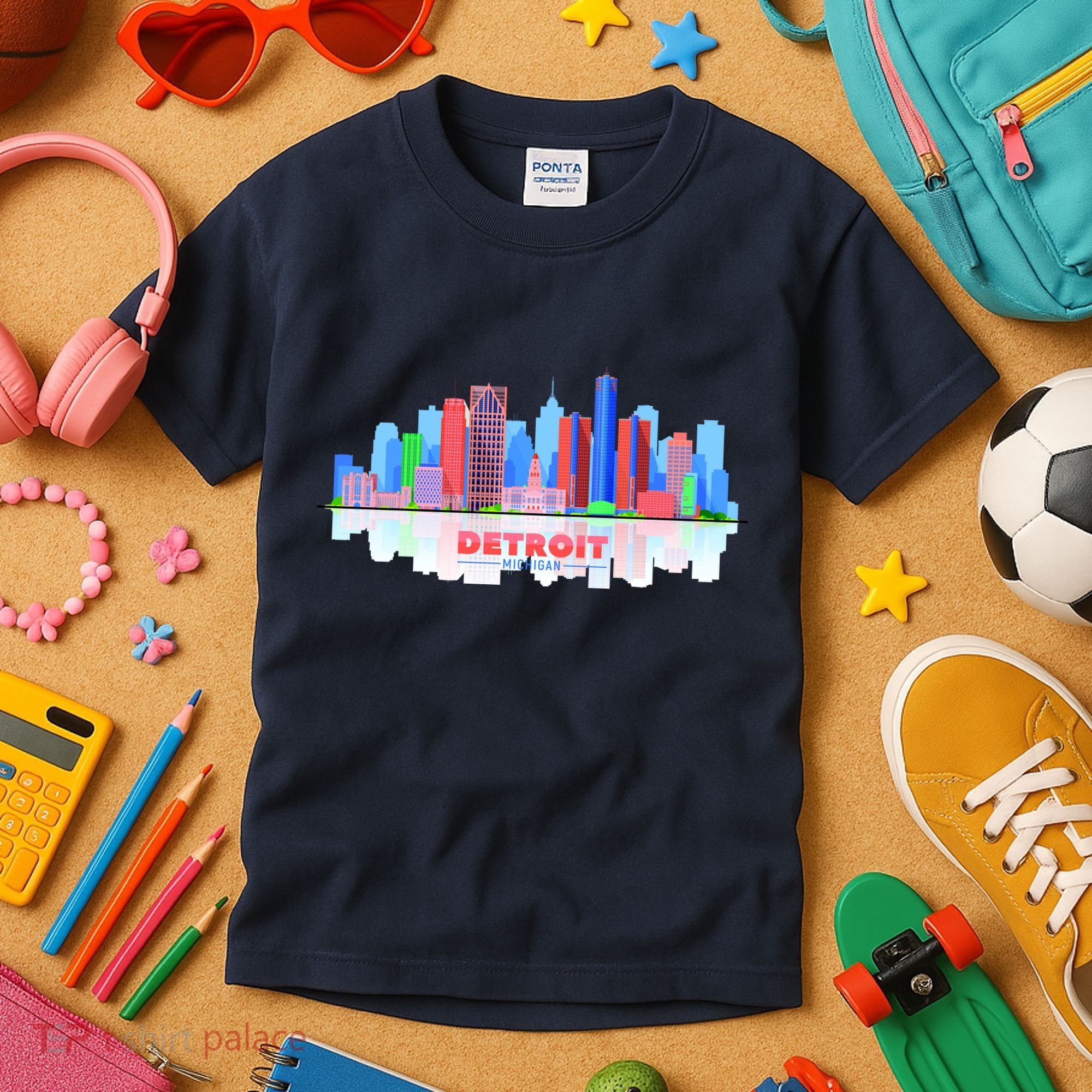 Detroit Skyline Abstract Kids T-Shirt