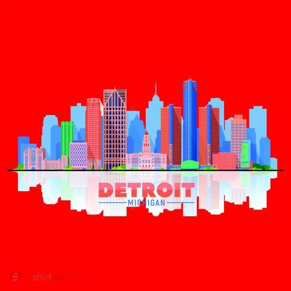 Detroit Skyline Abstract Santa Hat