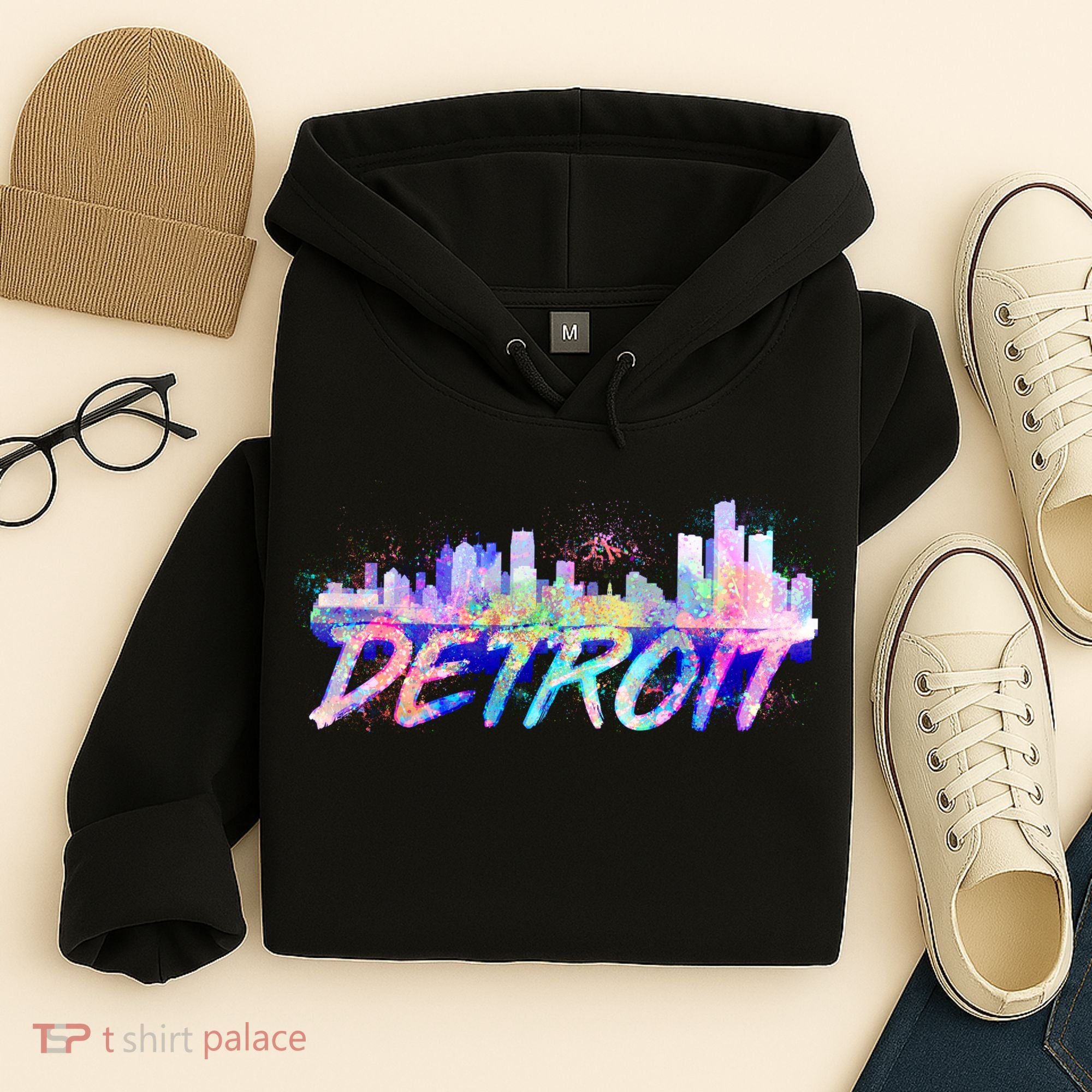 Detroit Skyline Paint Hoodie