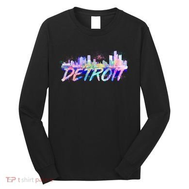 Detroit Skyline Paint Long Sleeve Shirt