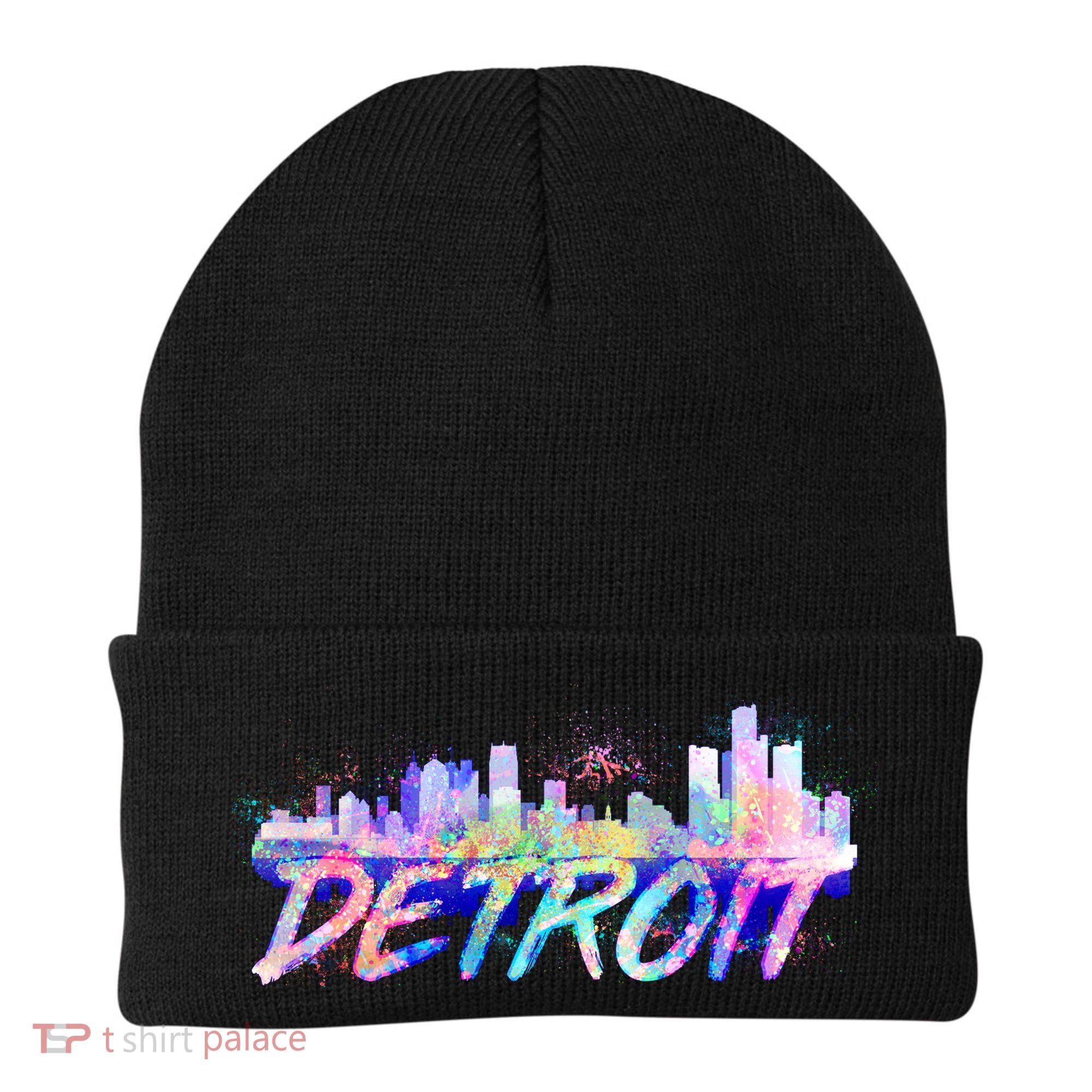 Detroit Skyline Paint Beanie