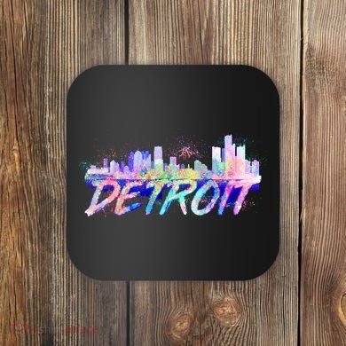 Detroit Skyline Paint Coaster