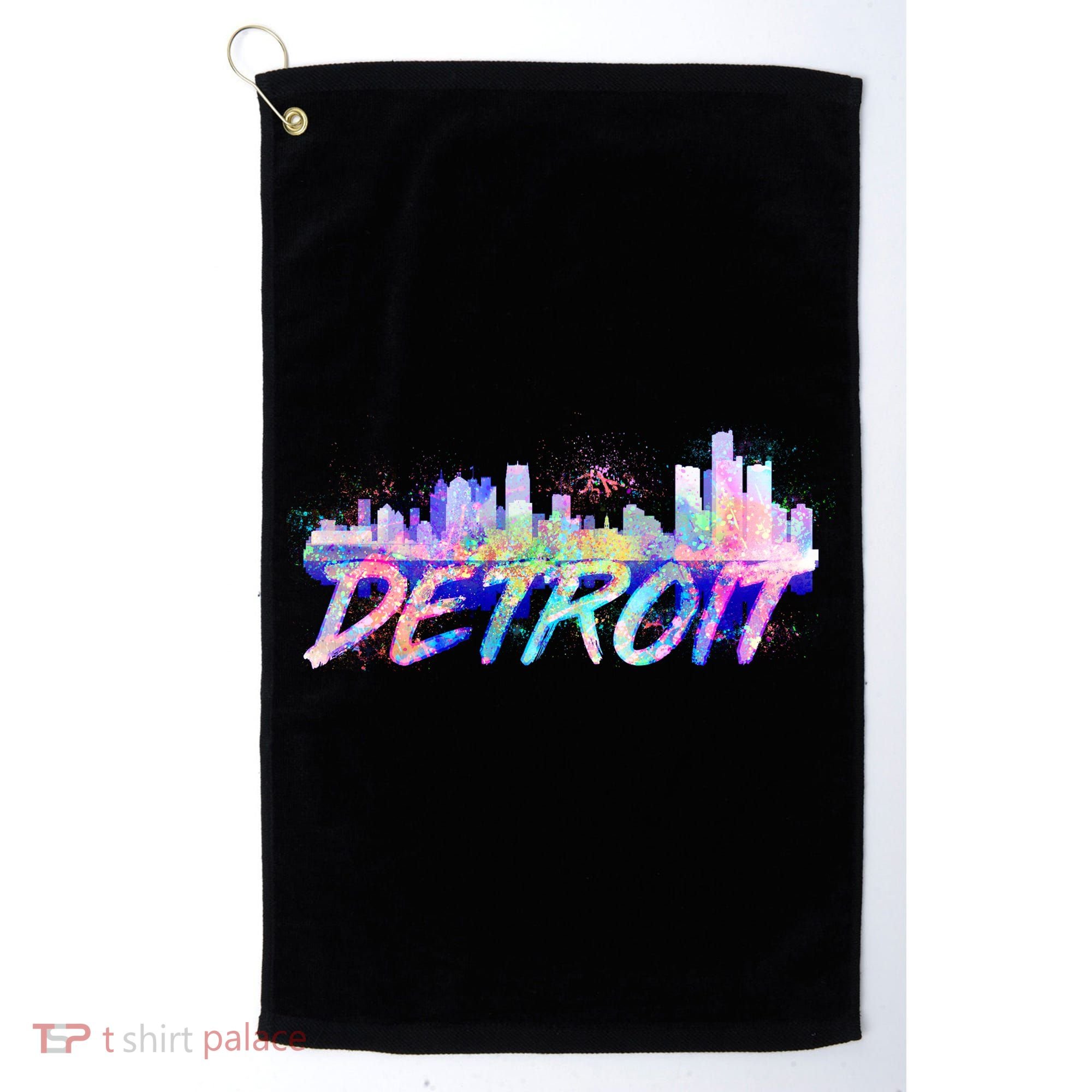 Detroit Skyline Paint Golf Towel