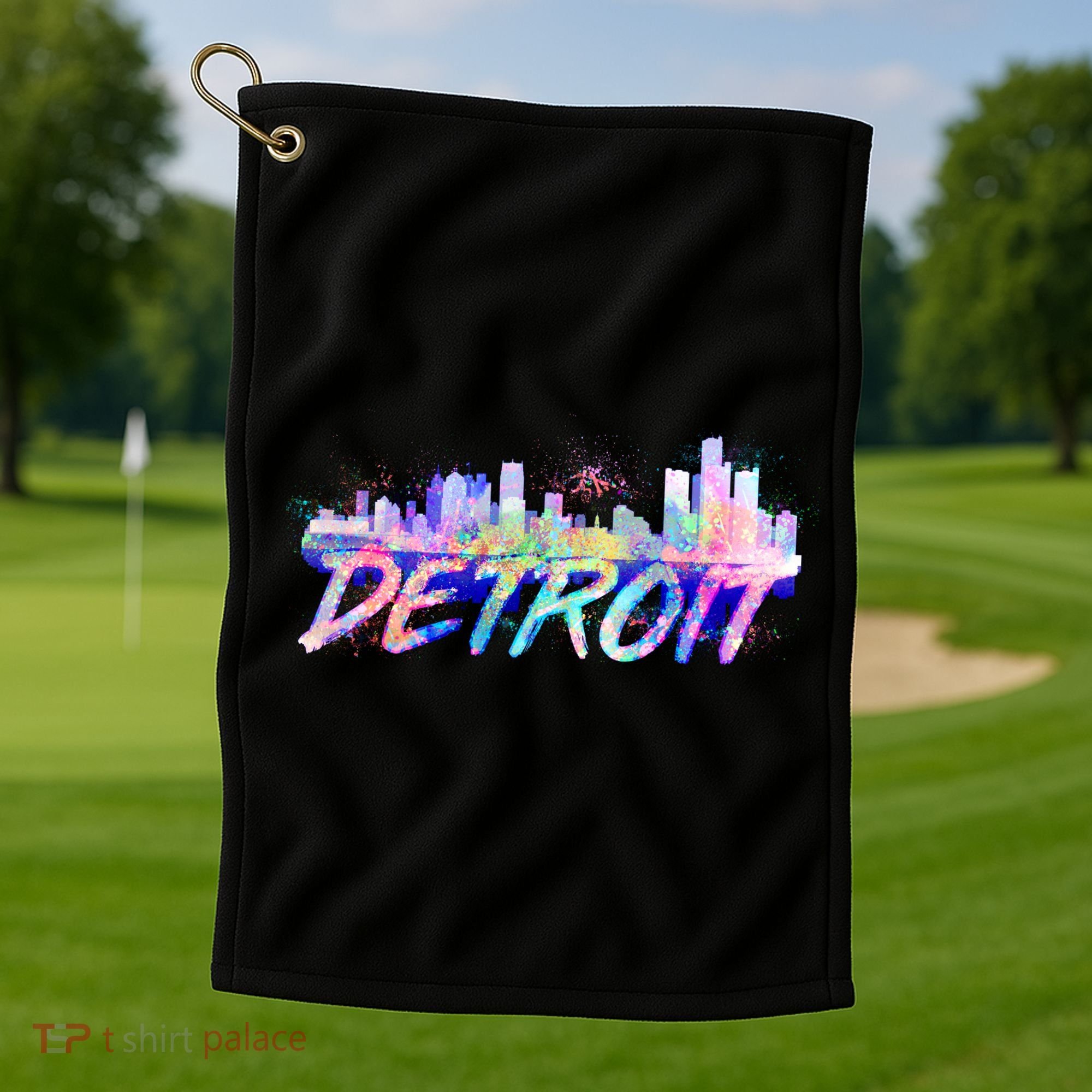 Detroit Skyline Paint Golf Towel