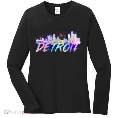 Detroit Skyline Paint Women's Long Sleeve Shirt