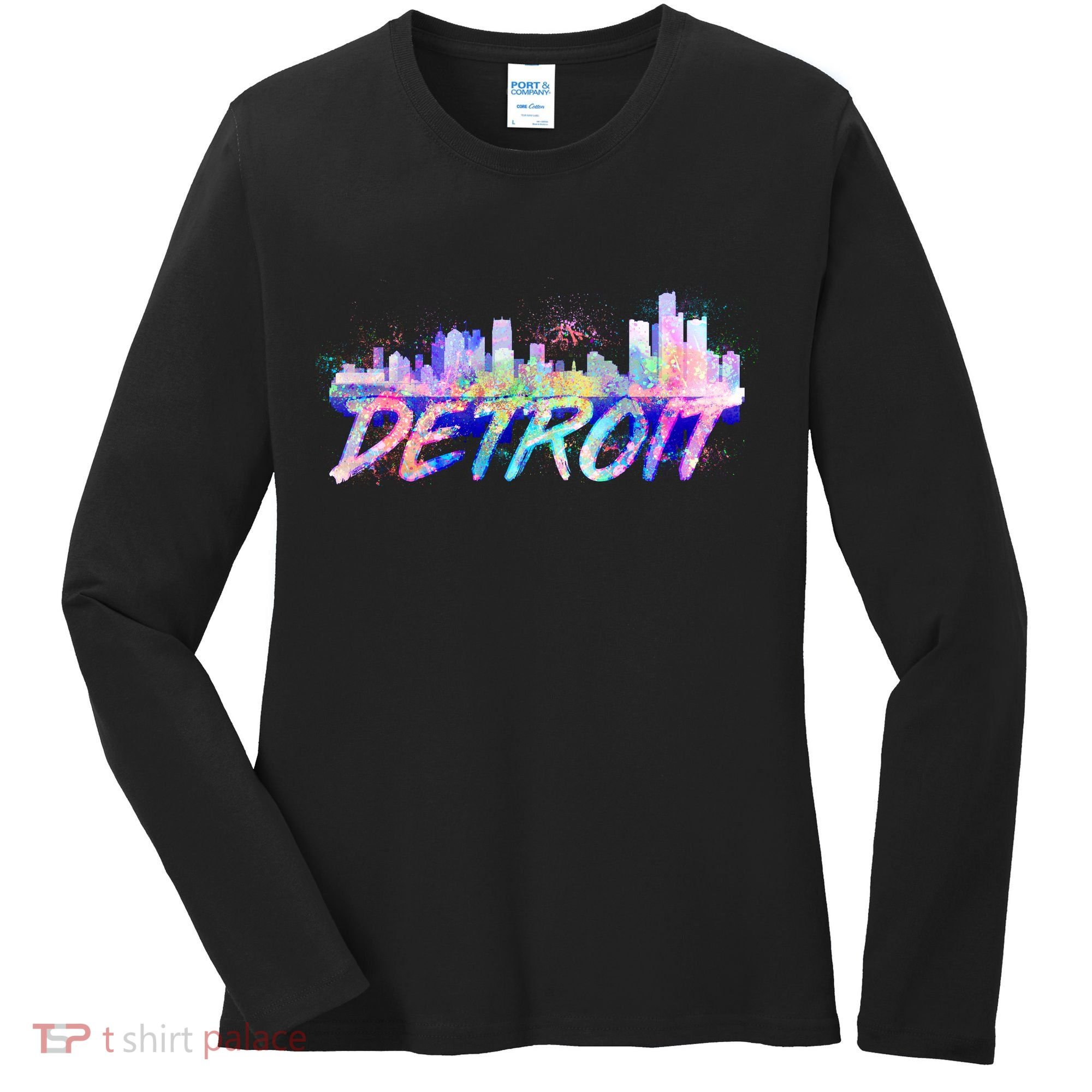 Detroit Skyline Paint Women's Long Sleeve Shirt