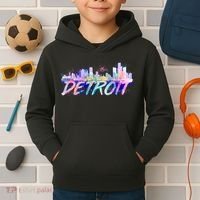 Detroit Skyline Paint Kids Hoodie thumb 2