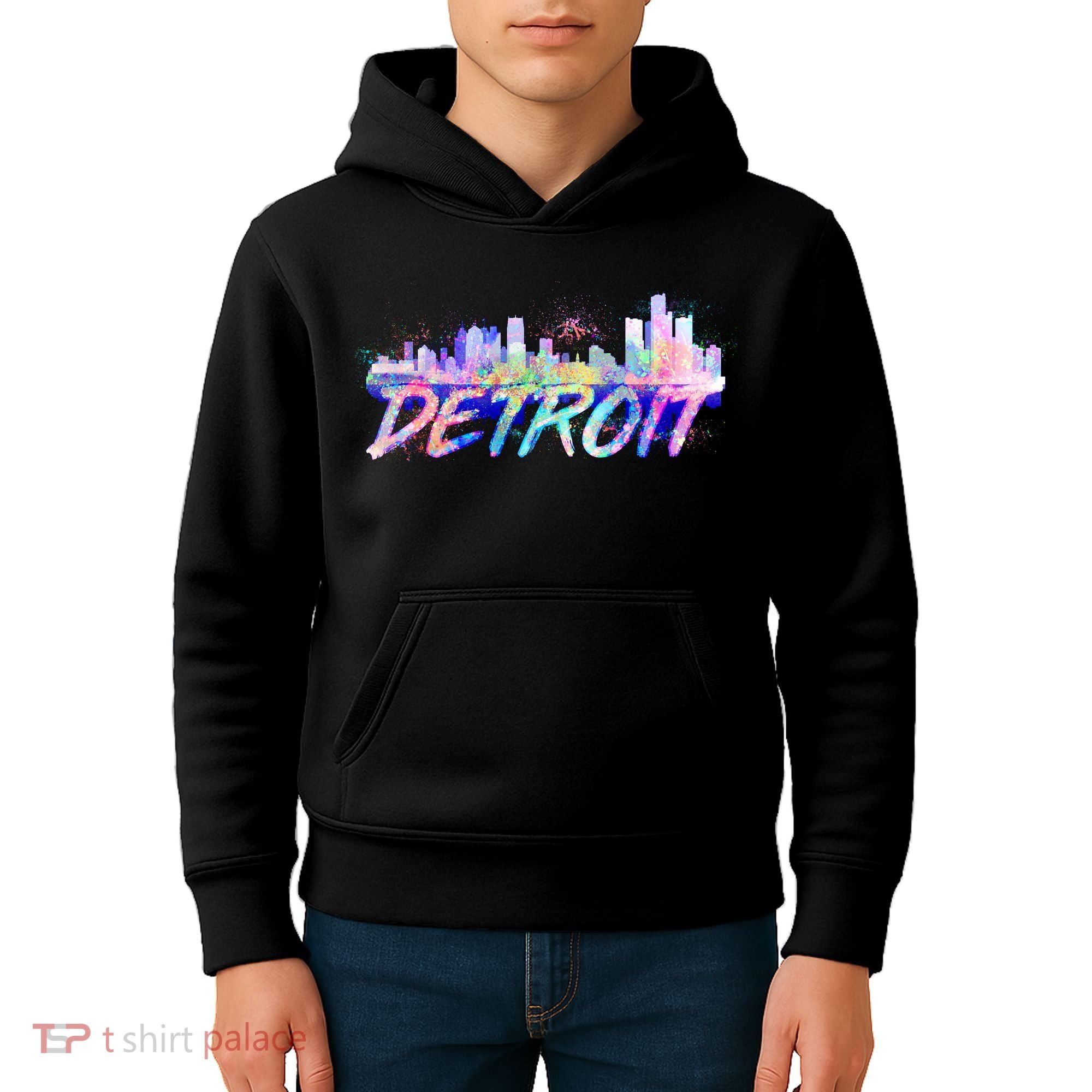 Detroit Skyline Paint Kids Hoodie