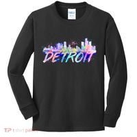Detroit Skyline Paint Kids Long Sleeve Shirt thumb 0