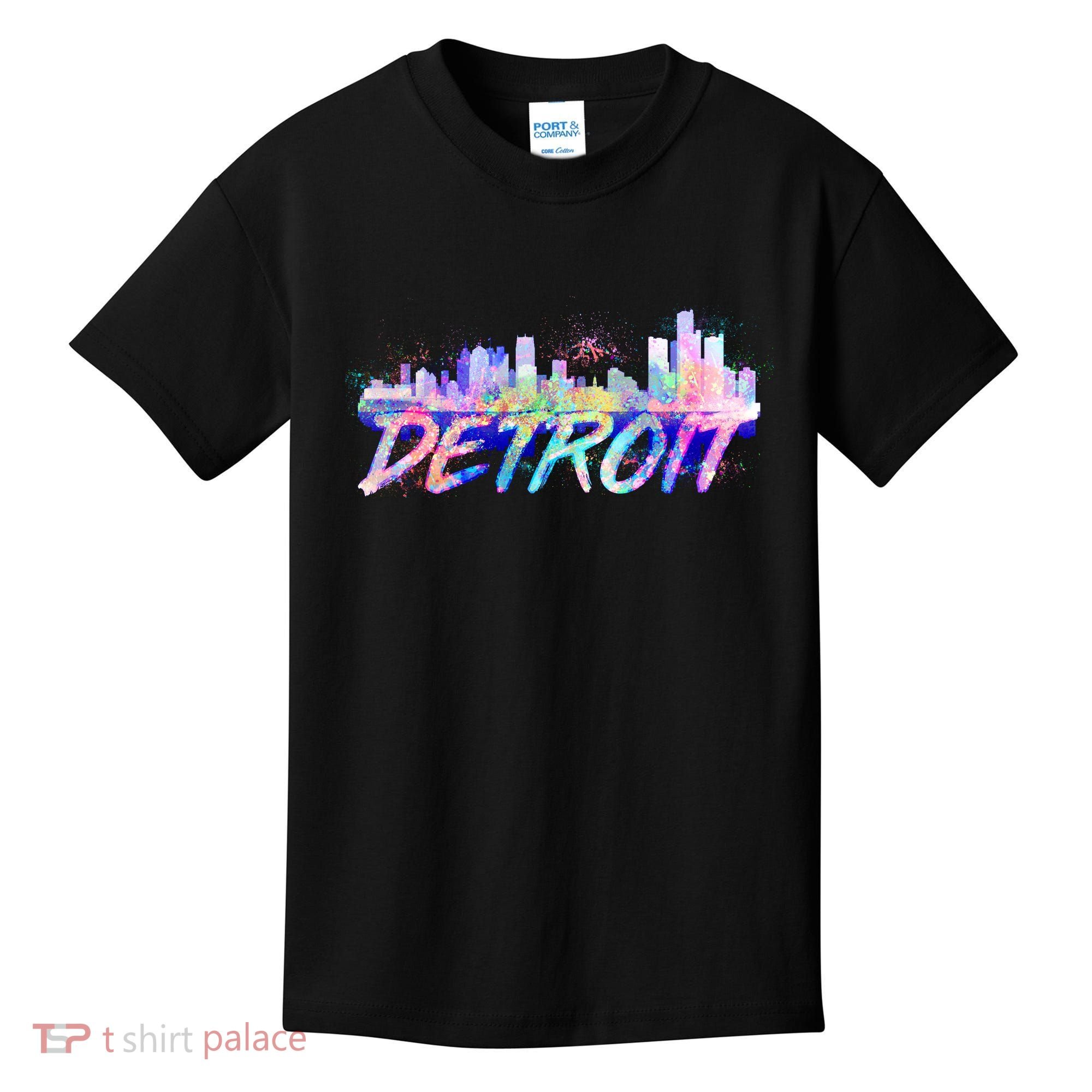 Detroit Skyline Paint Kids T-Shirt