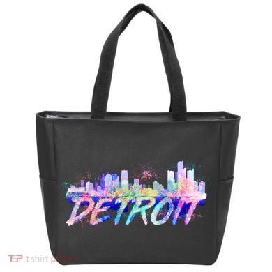 Detroit Skyline Paint Tote Bag