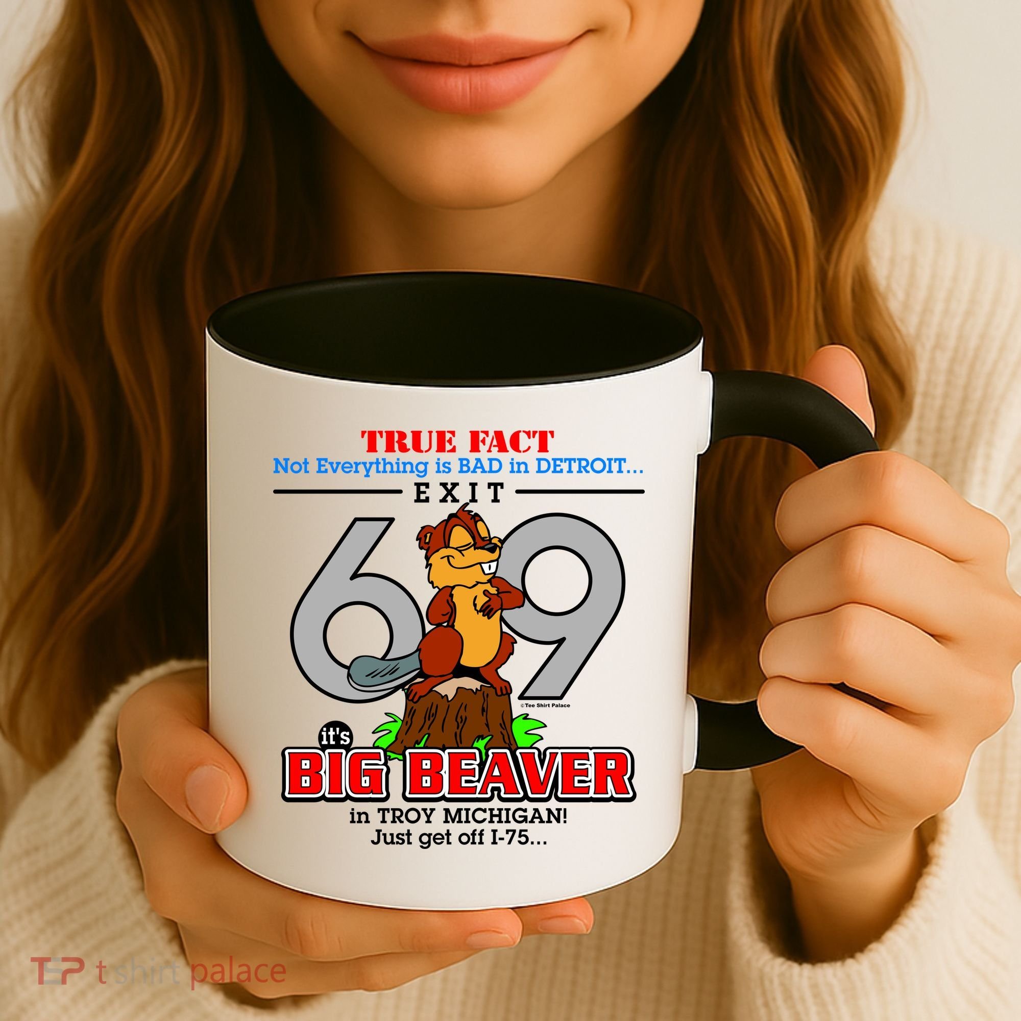 Detroit True Fact Big Beaver Exit 69 Coffee Mug