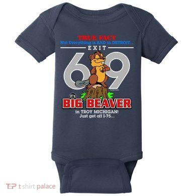 Detroit True Fact Big Beaver Exit 69 Baby Bodysuit