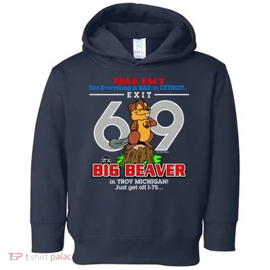 Detroit True Fact Big Beaver Exit 69 Toddler Hoodie
