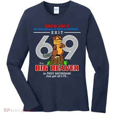 Detroit True Fact Big Beaver Exit 69 Women's Long Sleeve Shirt