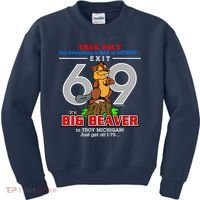 Detroit True Fact Big Beaver Exit 69 Kids Sweatshirt thumb 0