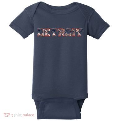 Detroit USA FLAG Grunge Baby Bodysuit