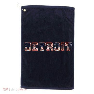Detroit USA FLAG Grunge Golf Towel