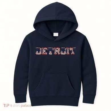 Detroit USA FLAG Grunge Kids Hoodie