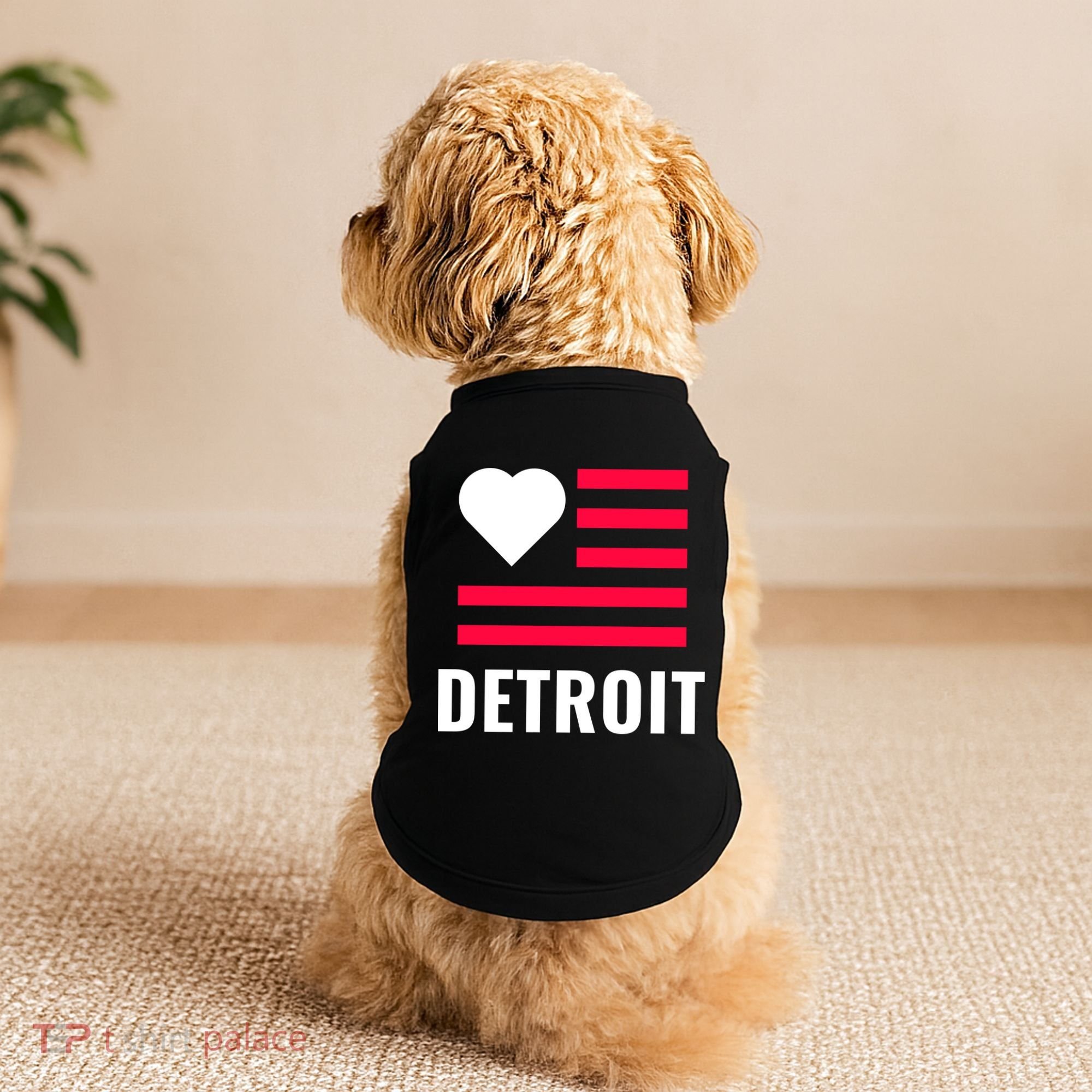 Detroit USA Flag Love Doggie Tank