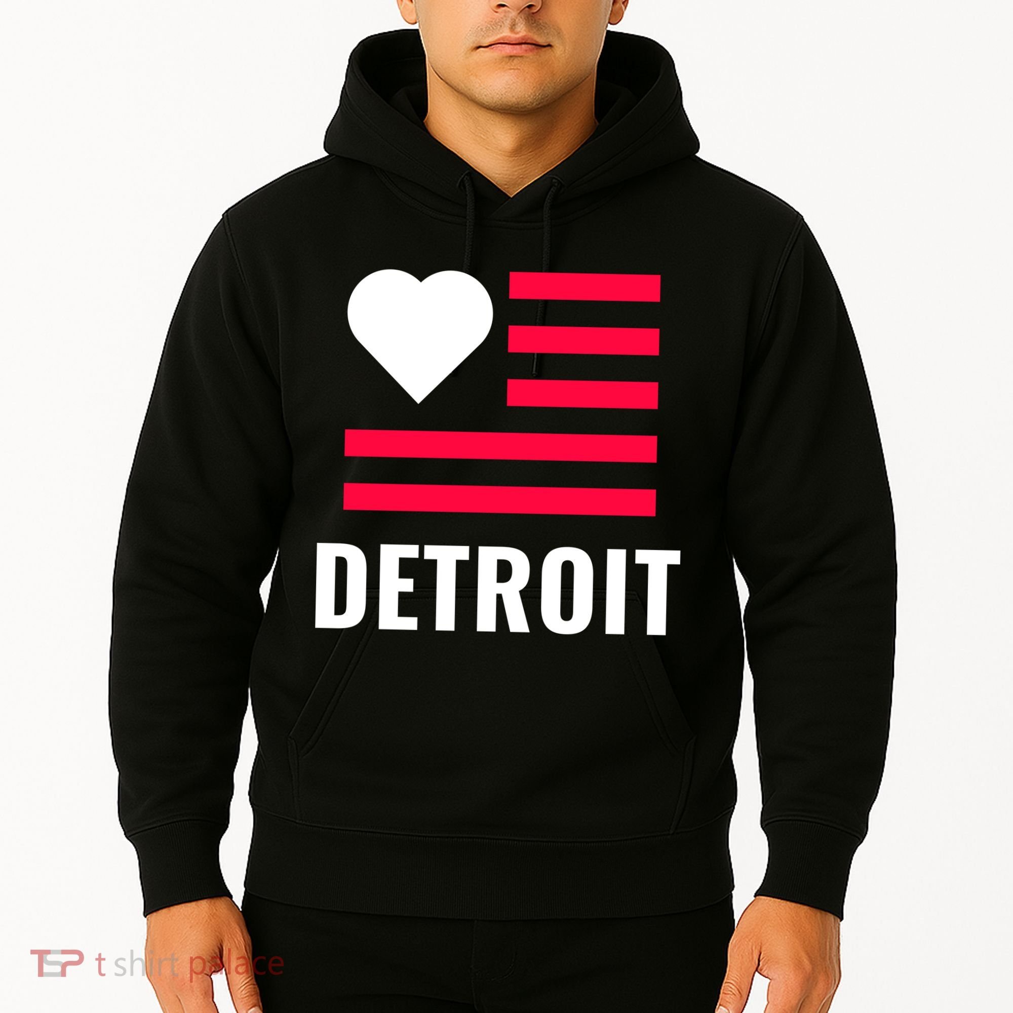 Detroit USA Flag Love Hoodie