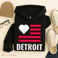 Detroit USA Flag Love Hoodie thumb 4