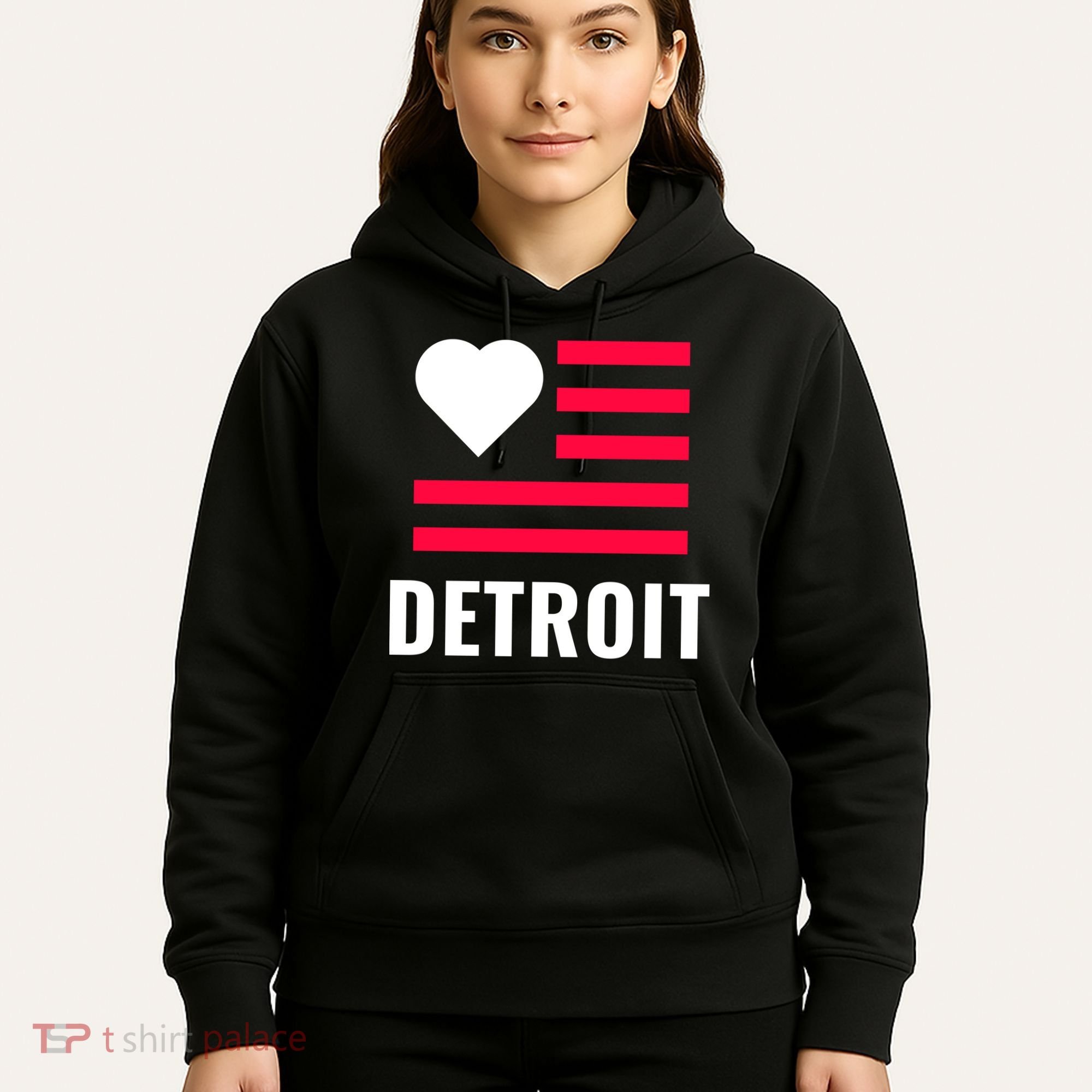 Detroit USA Flag Love Hoodie