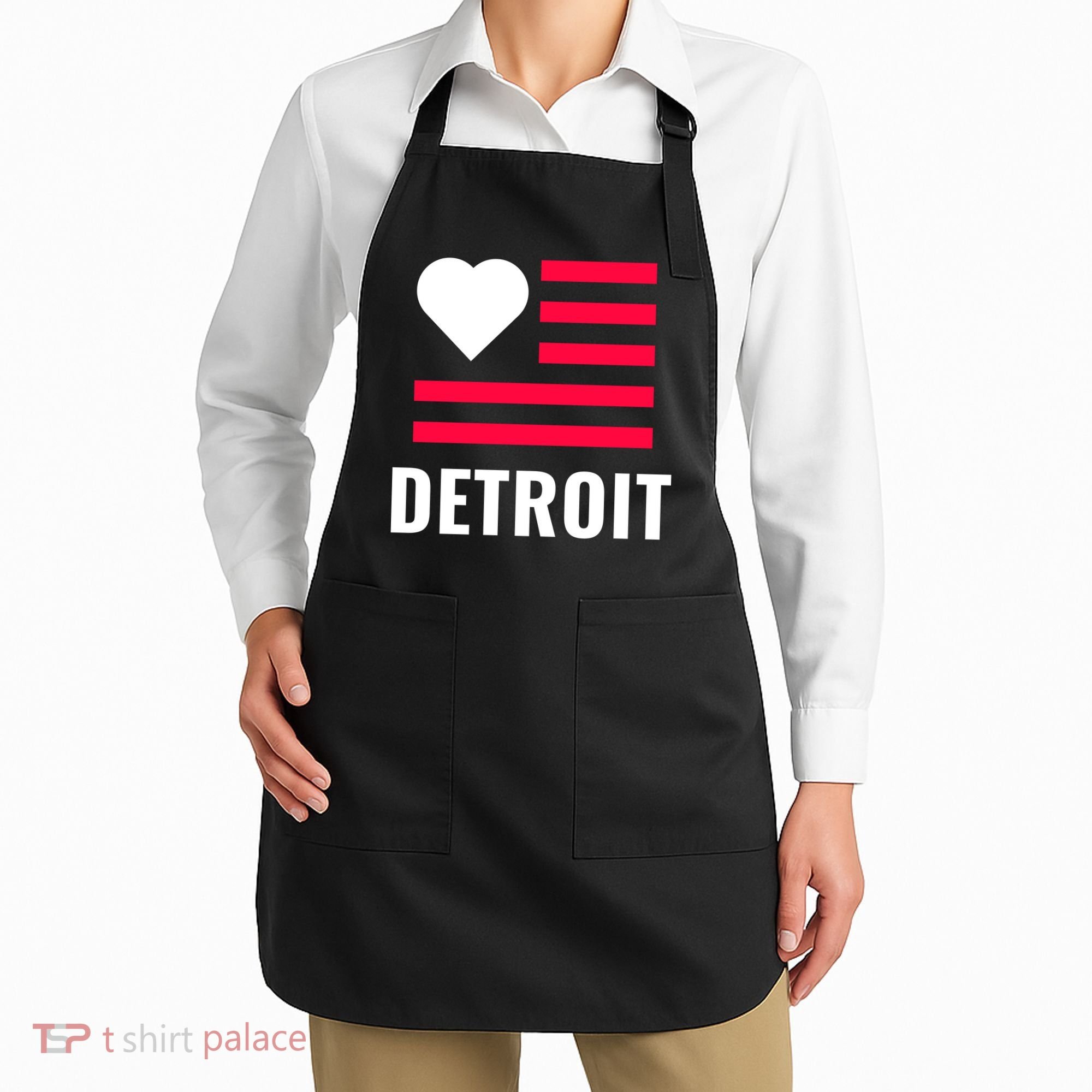 Detroit USA Flag Love Apron