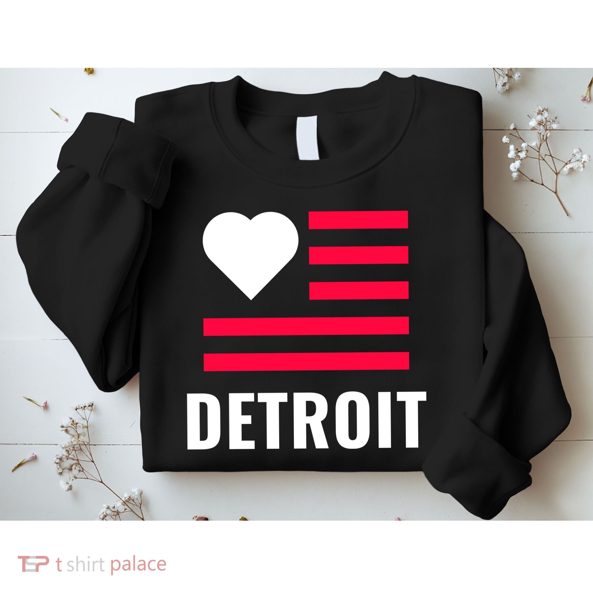 Detroit USA Flag Love Sweatshirt