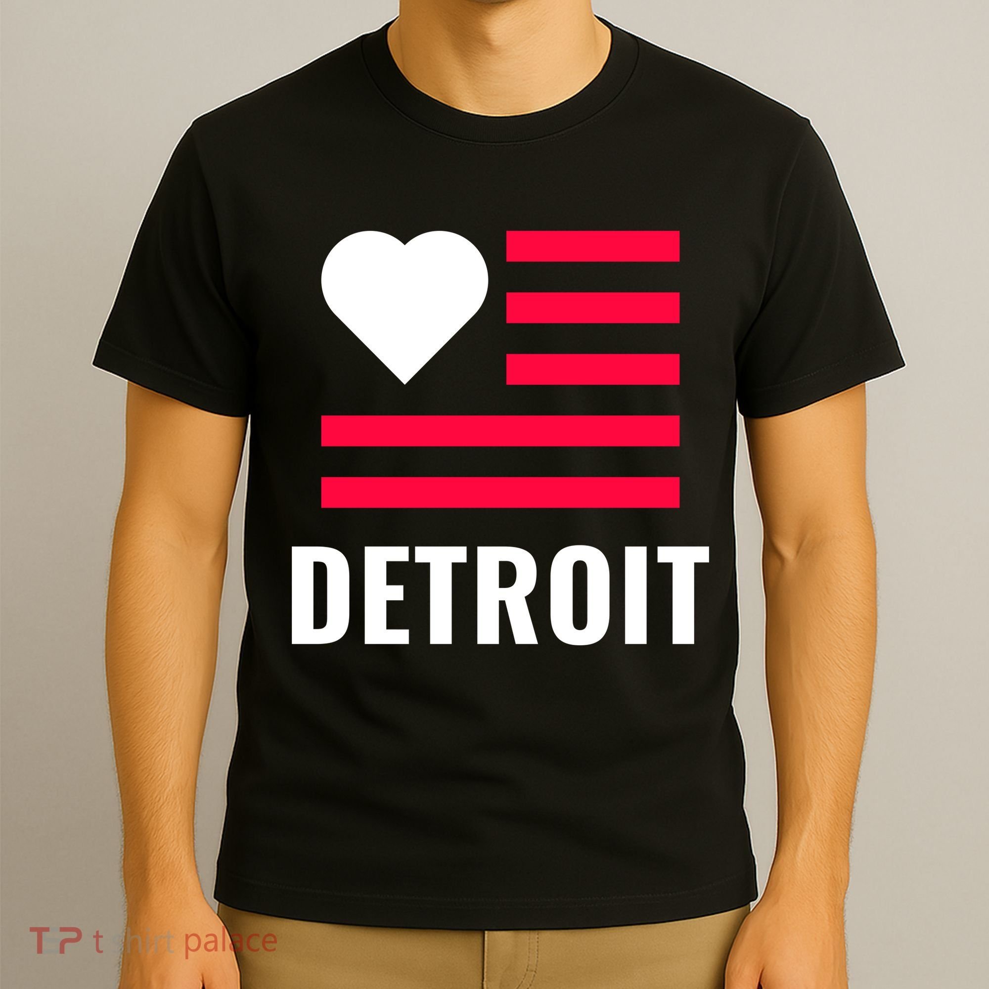 Detroit USA Flag Love T-Shirt