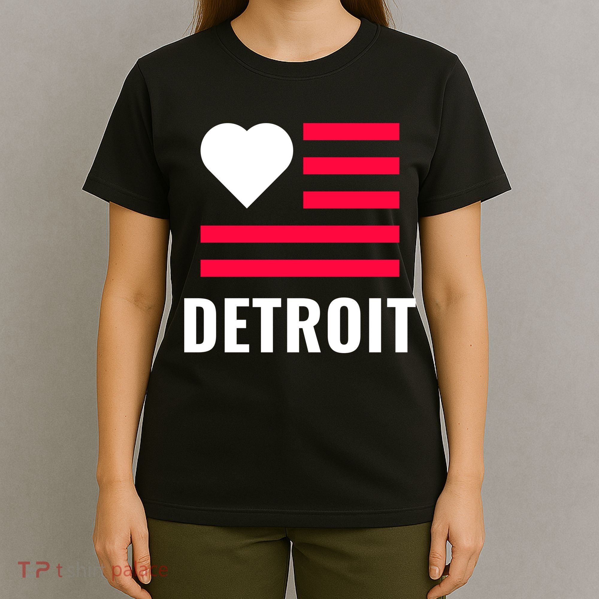 Detroit USA Flag Love T-Shirt