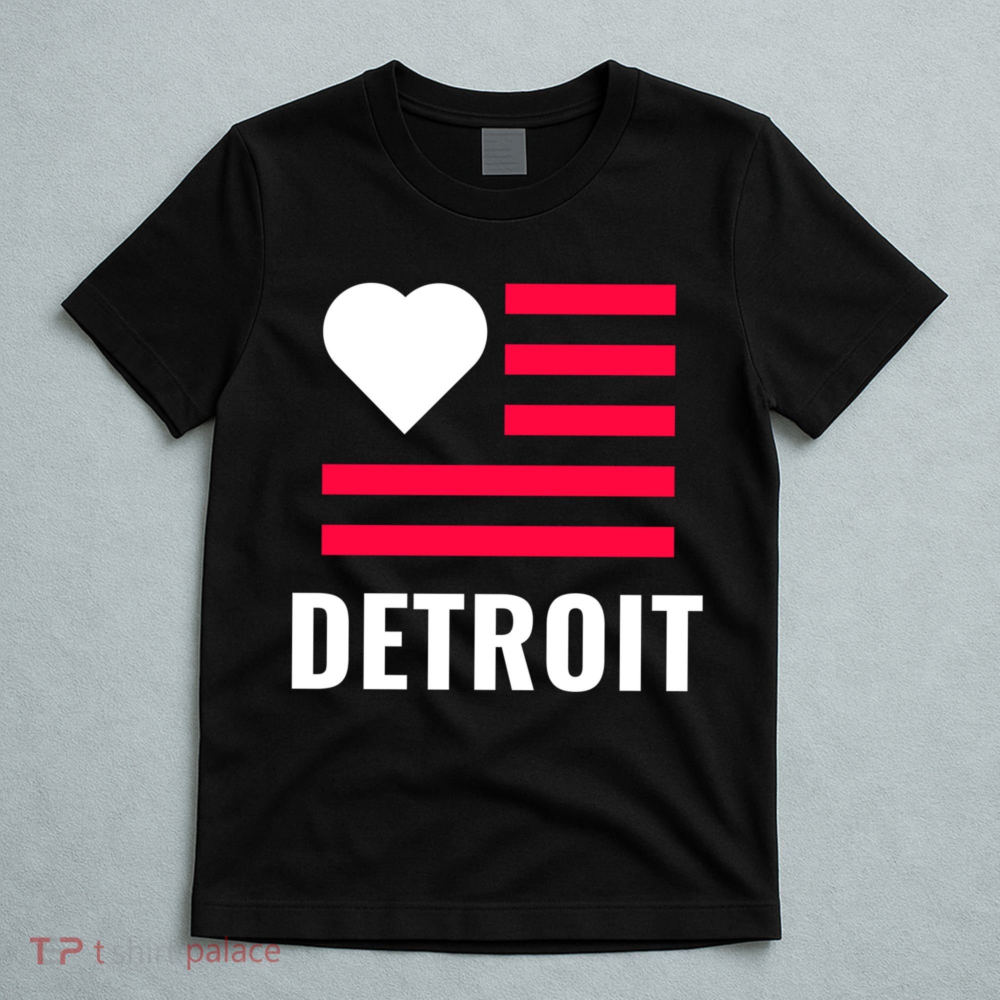 Detroit USA Flag Love T-Shirt