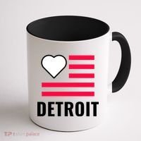 Detroit USA Flag Love Coffee Mug thumb 1