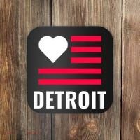 Detroit USA Flag Love Coaster thumb 0