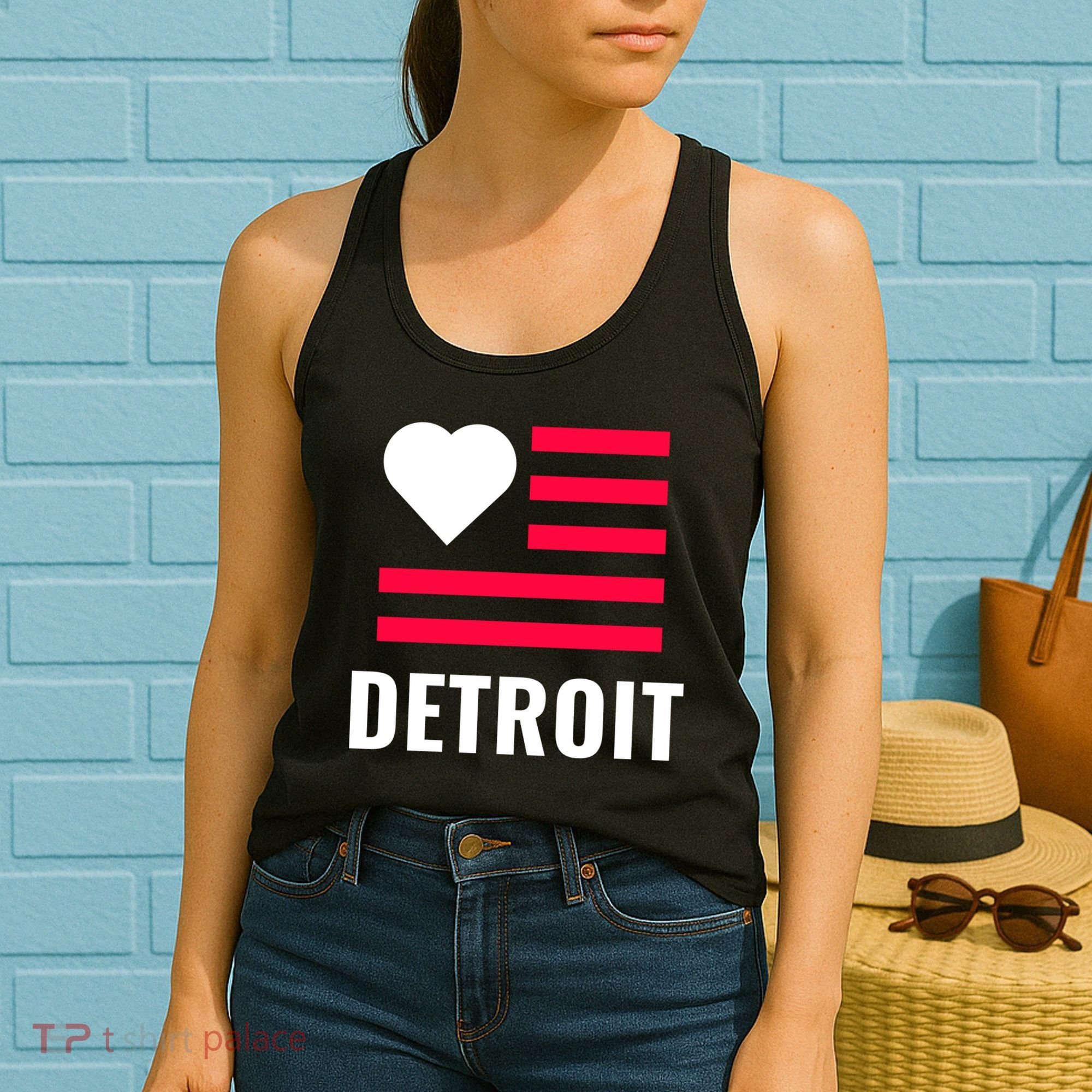 Detroit USA Flag Love Women's Tank Top