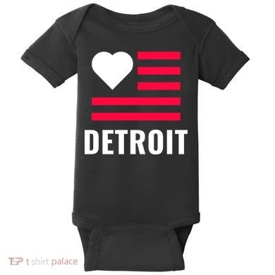 Detroit USA Flag Love Baby Bodysuit
