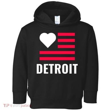 Detroit USA Flag Love Toddler Hoodie