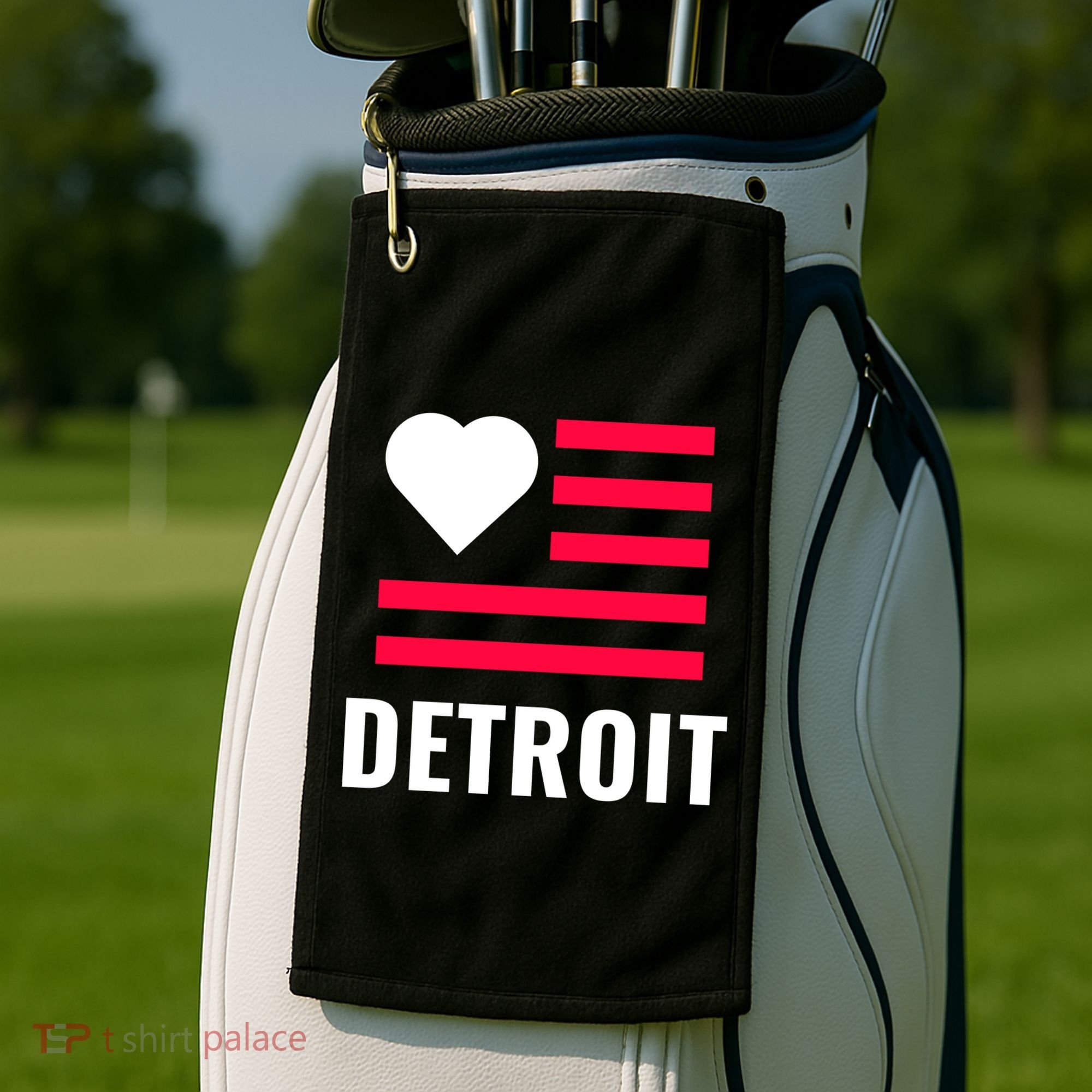 Detroit USA Flag Love Golf Towel
