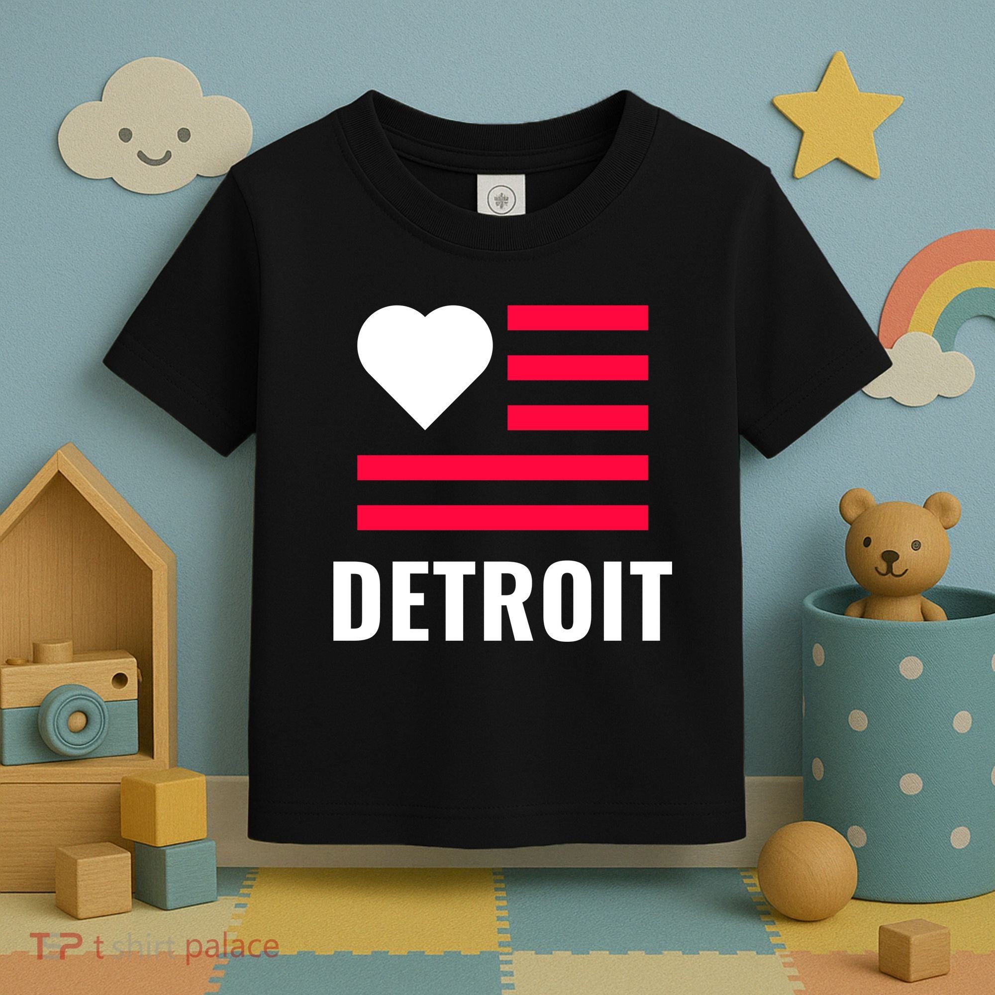 Detroit USA Flag Love Toddler T-Shirt