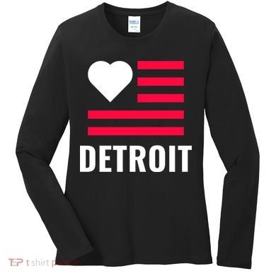 Detroit USA Flag Love Women's Long Sleeve Shirt