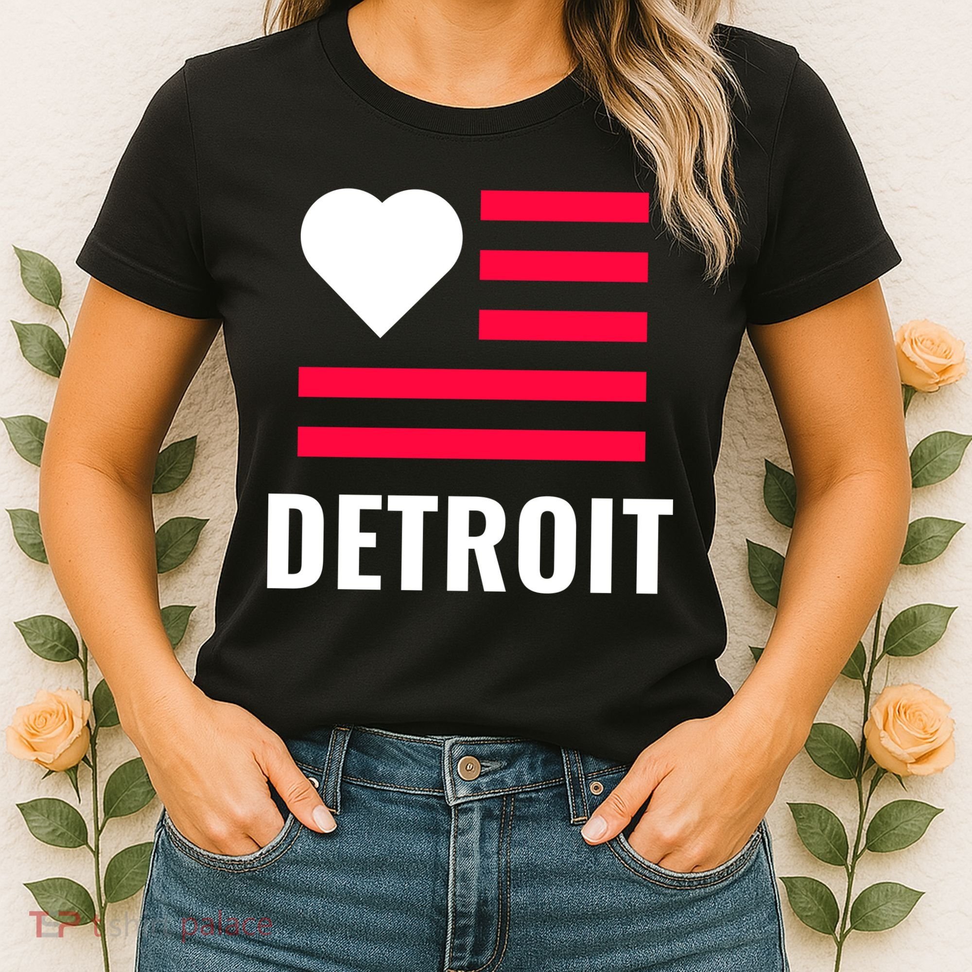 Detroit USA Flag Love Women's T-Shirt