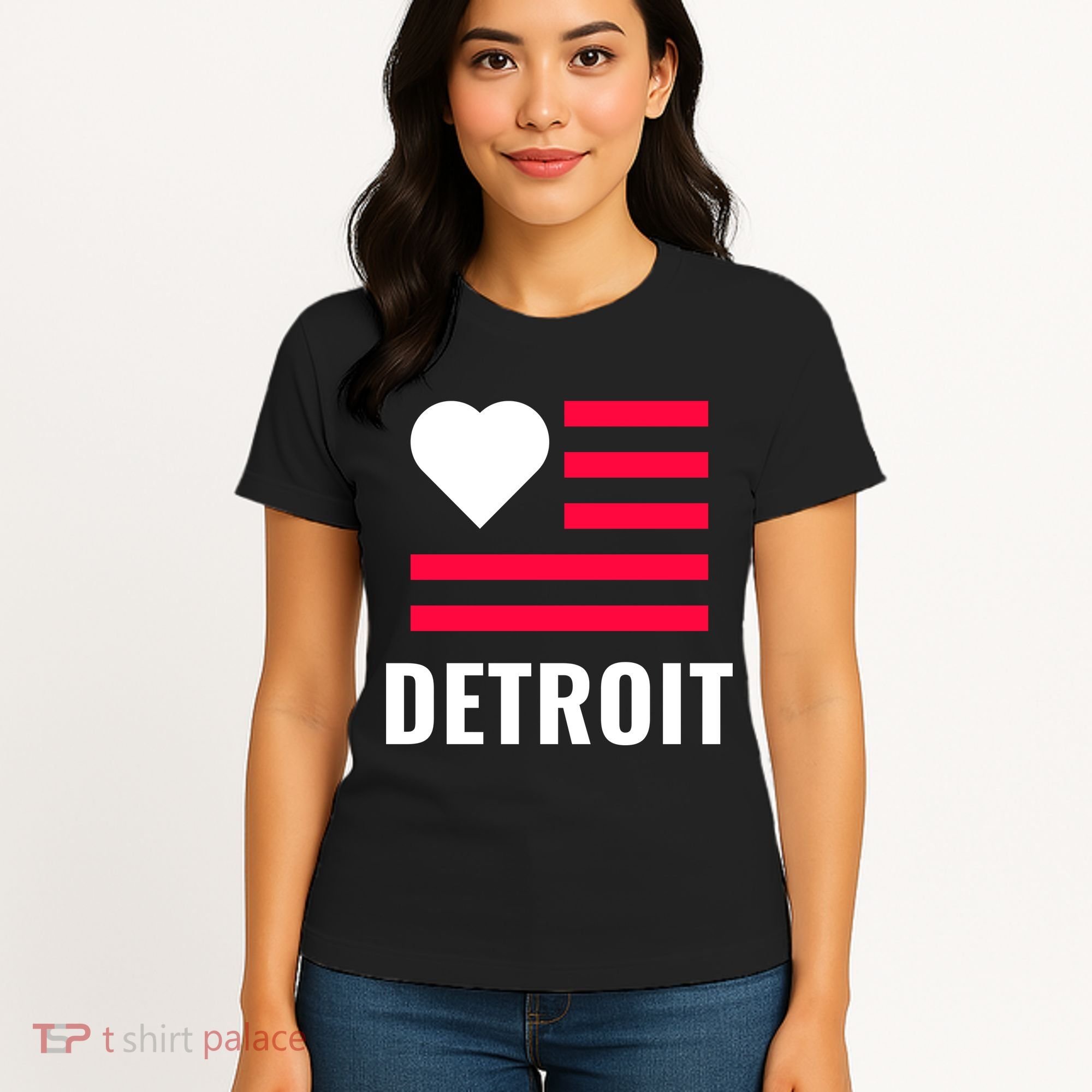 Detroit USA Flag Love Women's T-Shirt